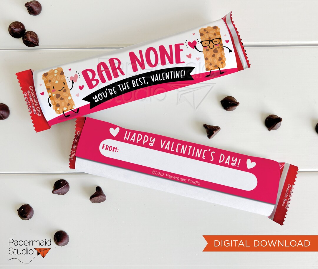 Granola Bar Valentine Tags Printable Granola Bar Valentine Wrap Labels