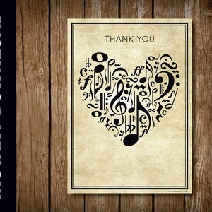 PRINTABLE Music Teacher Thank You Card -- Printable Music Teacher Gift ...