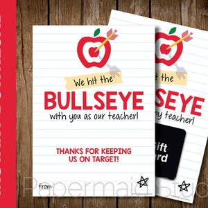 PRINTABLE Teacher Thank You Card - Teacher Appreciation Card from Group - Target Arrow Bullseye Card - End of Year Teacher Card - Educator