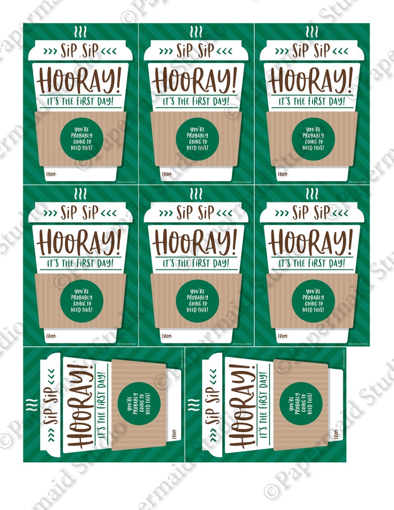 PRINTABLE Back to School Coffee Teacher Gift Tag First Day - Etsy