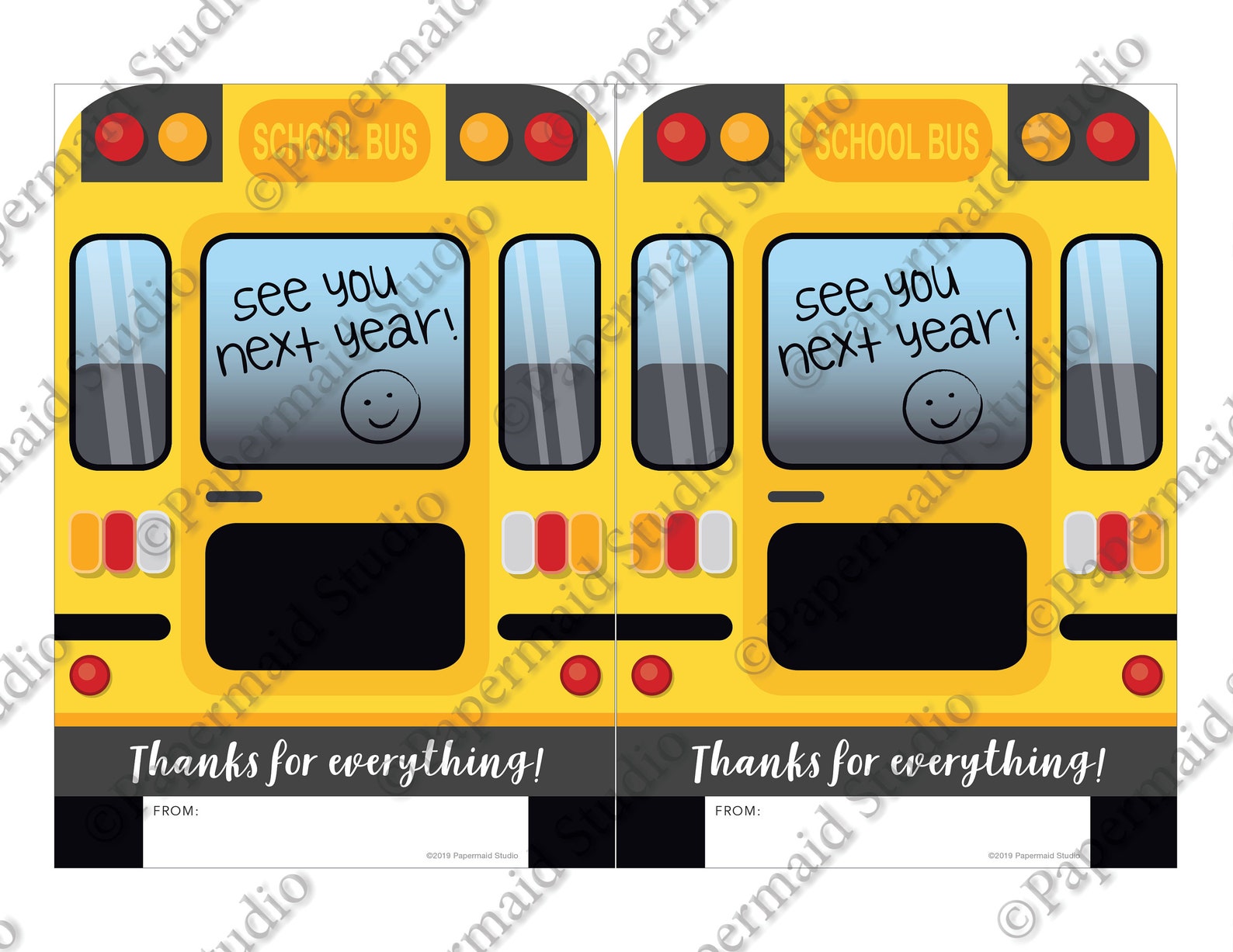 PRINTABLE Bus Driver Thank You Card Printable Bus Driver Etsy