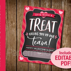IMPRIMÍVEL Cartão de tratamento dos namorados da equipe PDF editável - Cartão de dia dos namorados para professores da escola, funcionários do PTO, etiqueta de presente - Candy Valentine