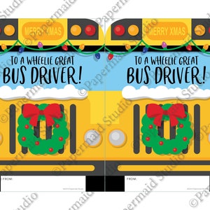 PRINTABLE Bus Driver Christmas Card Thank You -- Printable Bus Driver ...