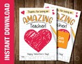 PRINTABLE Teacher Valentine Card -- Valentine&#39;s Day card for Teacher Gift Card Holder - Thanks for being an AMAZING Teacher! Amazon