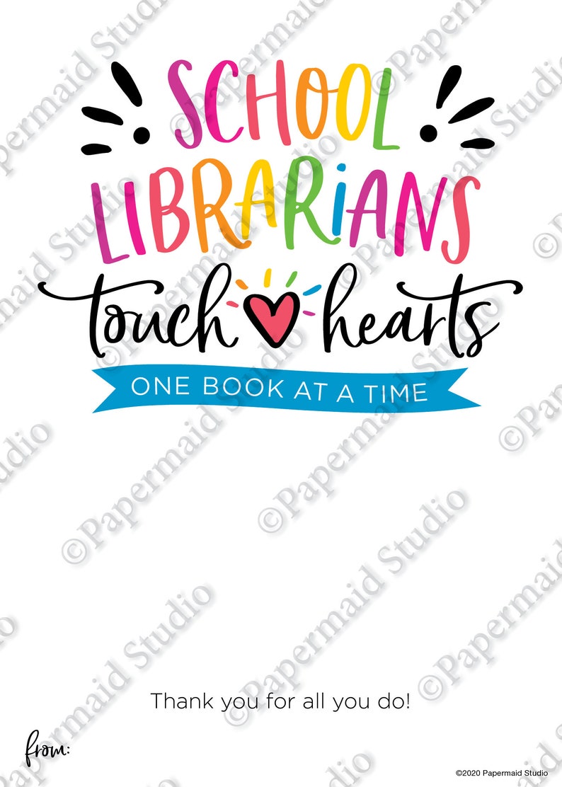 Teacher Appreciation Week Card Printable Librarian Thank You Etsy