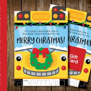 STAMPABILE Cartolina di Natale per autista di autobus Grazie - Titolare della carta regalo per autista di autobus stampabile - Buone vacanze Merry Christmas Bus Driver Card