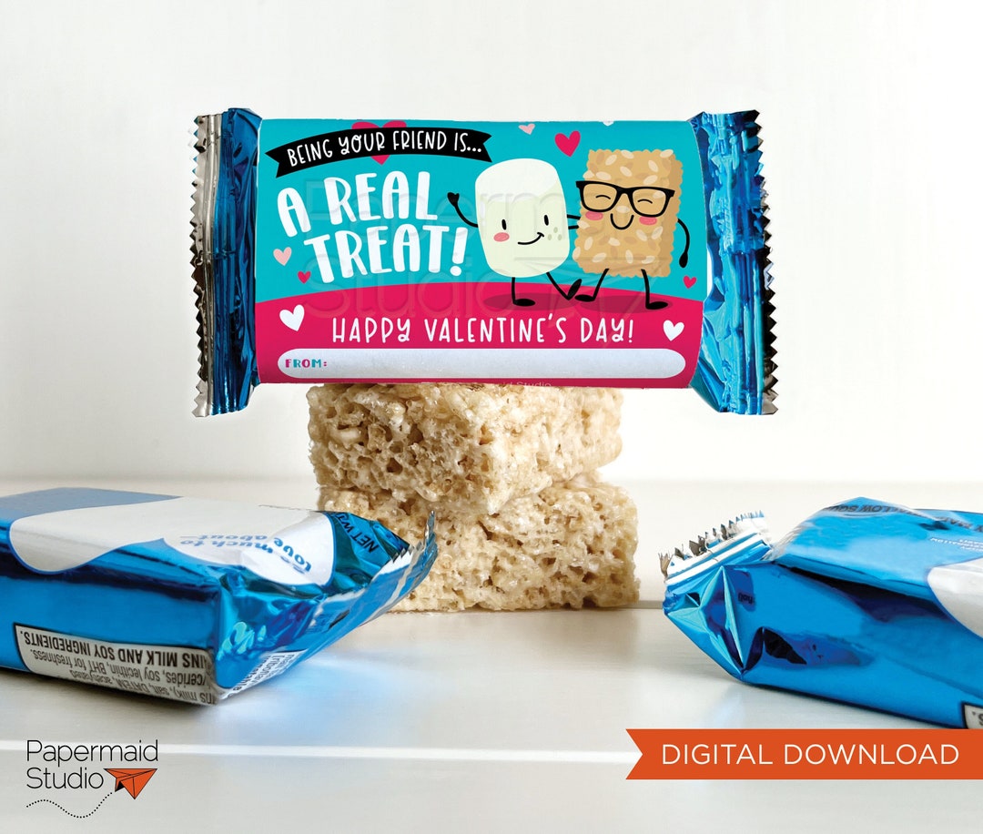 Crispy Rice Treat Valentine Tags - Printable Rice Crispy Valentine Wrap ...