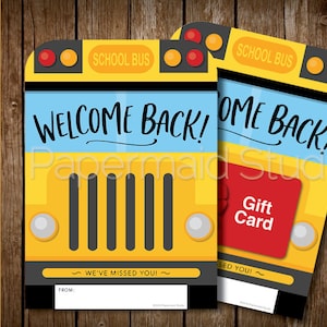 PRINTABLE Bus Driver Welcome Back Card - Printable Bus Driver Gift Card Holder - School Bus Driver Appreciation - First Day of School