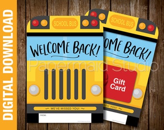 PRINTABLE Bus Driver Welcome Back Card - Printable Bus Driver Gift Card Holder - School Bus Driver Appreciation - First Day of School