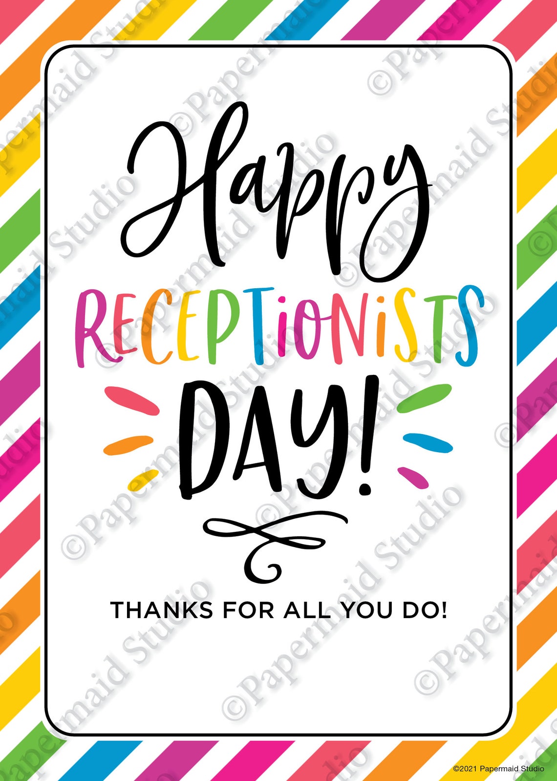 PRINTABLE Receptionists Day Thank You Card National Etsy Canada