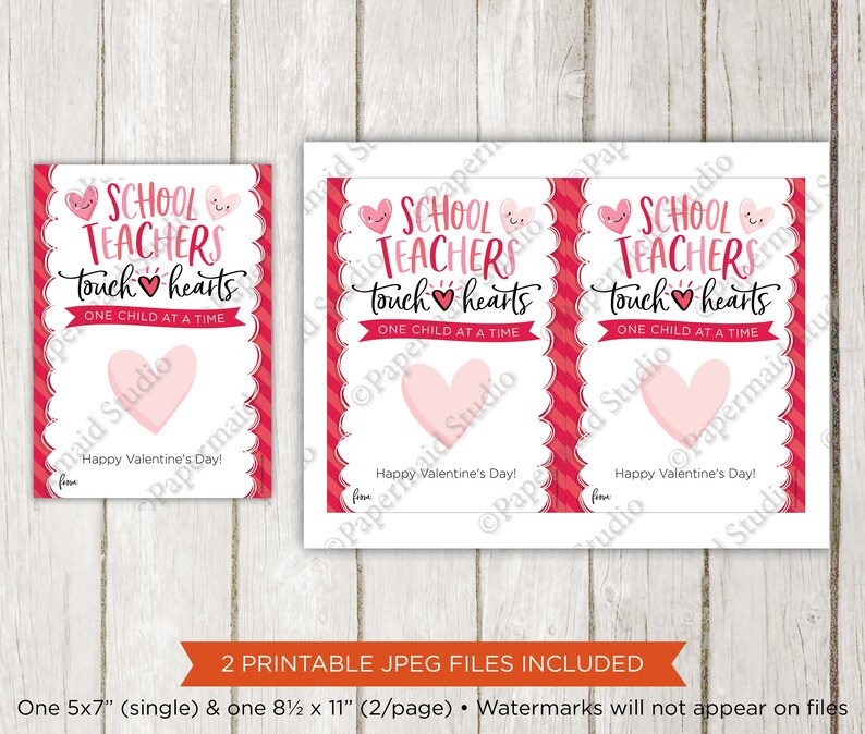 Teacher Valentine Card Printable Teacher Valentine's Day - Etsy