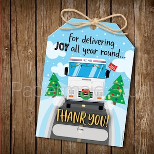 DRUCKBARE Mailman Weihnachtsgeschenkanhänger - Briefträger-Dankeskarte - Postarbeiter-Postperson-Hang-Tag - Mail-Zustellungs-Weihnachtsetikett