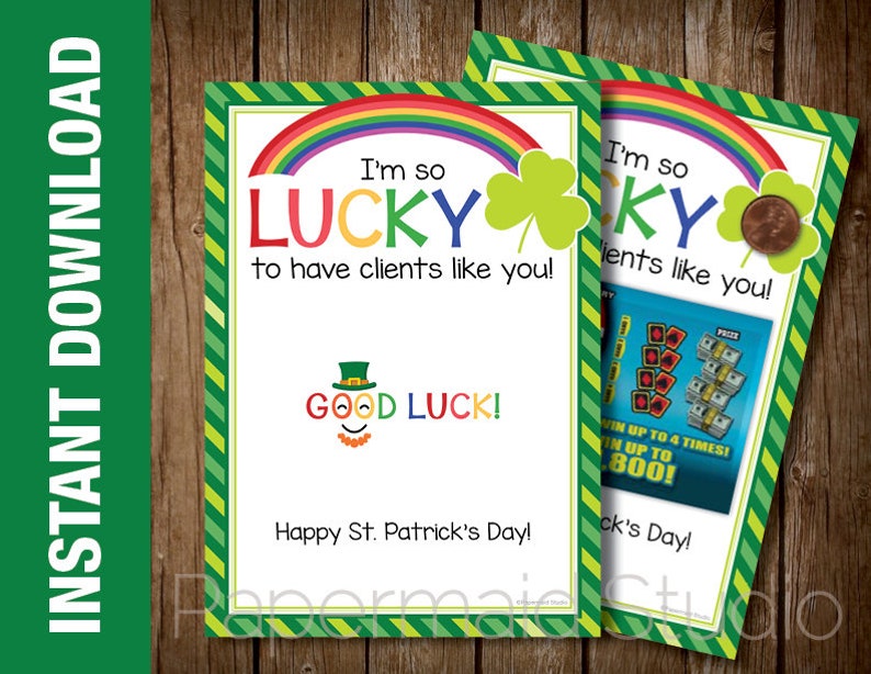 printable lottery ticket st patricks day business etsy