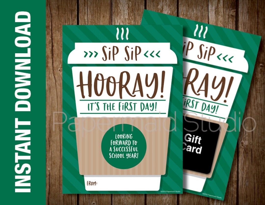 PRINTABLE Back to School Coffee Teacher Gift Card Holder First Day of