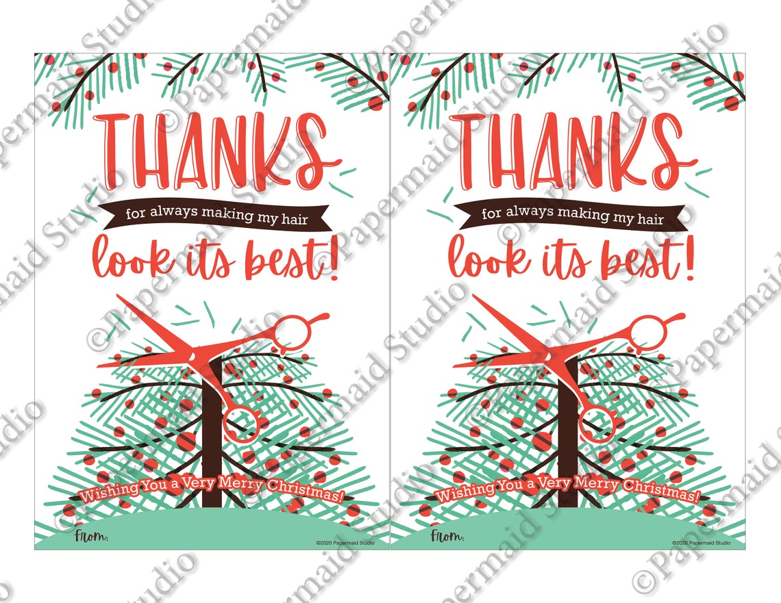 PRINTABLE Hair Stylist Christmas Card Thank You Barber Gift Etsy