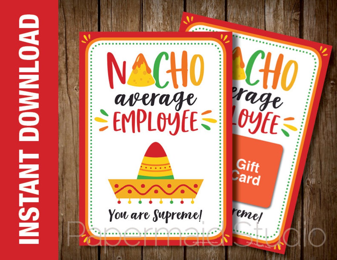 Employee Appreciation Card Printable Thank You Gift Card Holder Manager ...