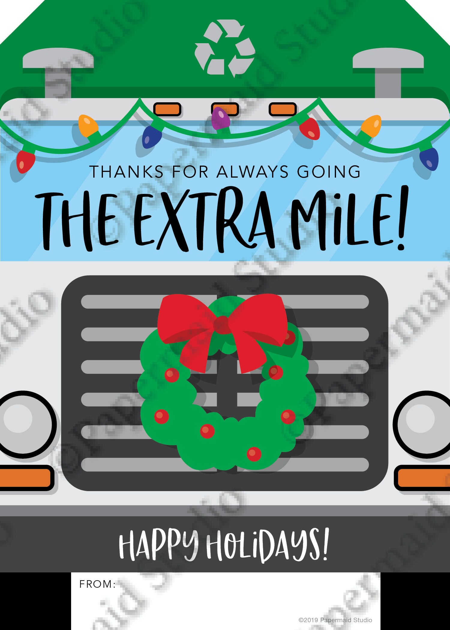 PRINTABLE Garbage Men Christmas Card Recycling Truck Gift Etsy