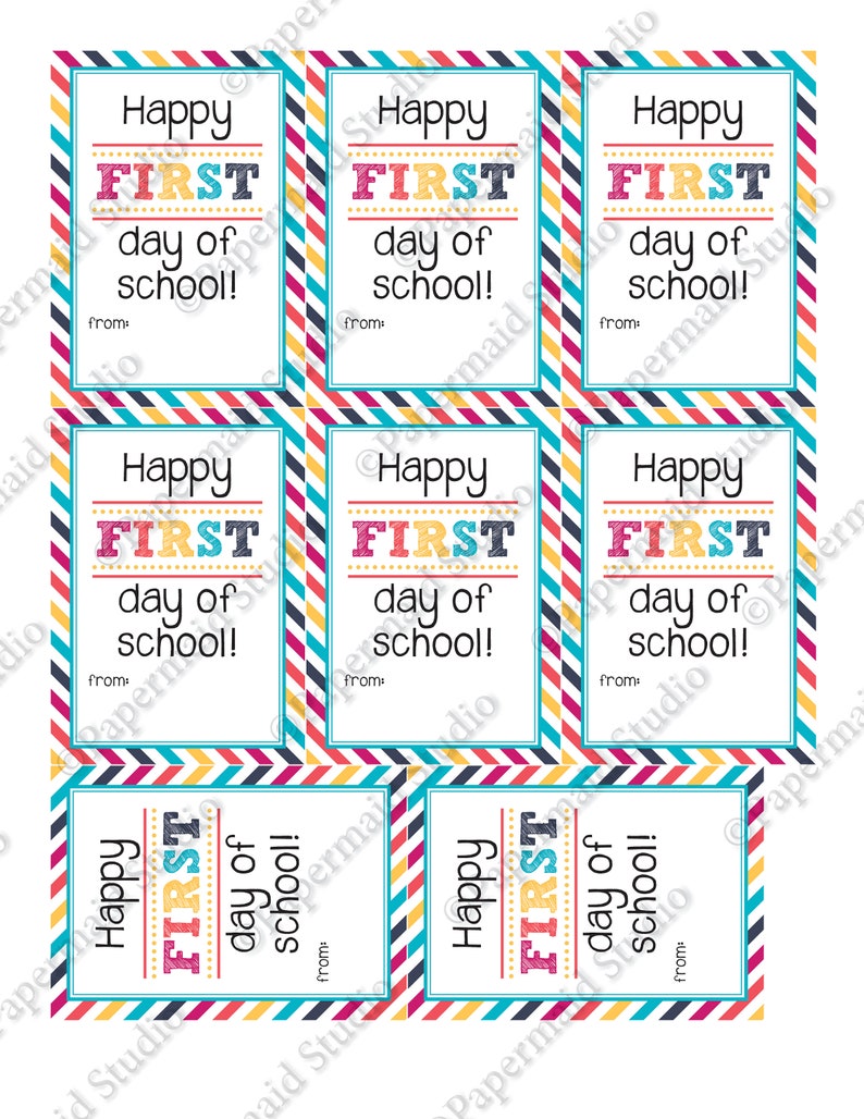 PRINTABLE Back to School Gift Tag -- Teacher Card -- First Day of ...