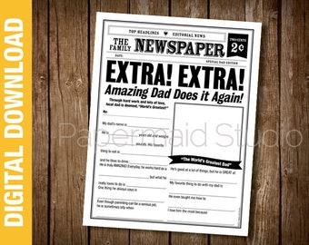 PRINTABLE All About My Dad Fill in the Blank Gift - Funny Father's Day ...