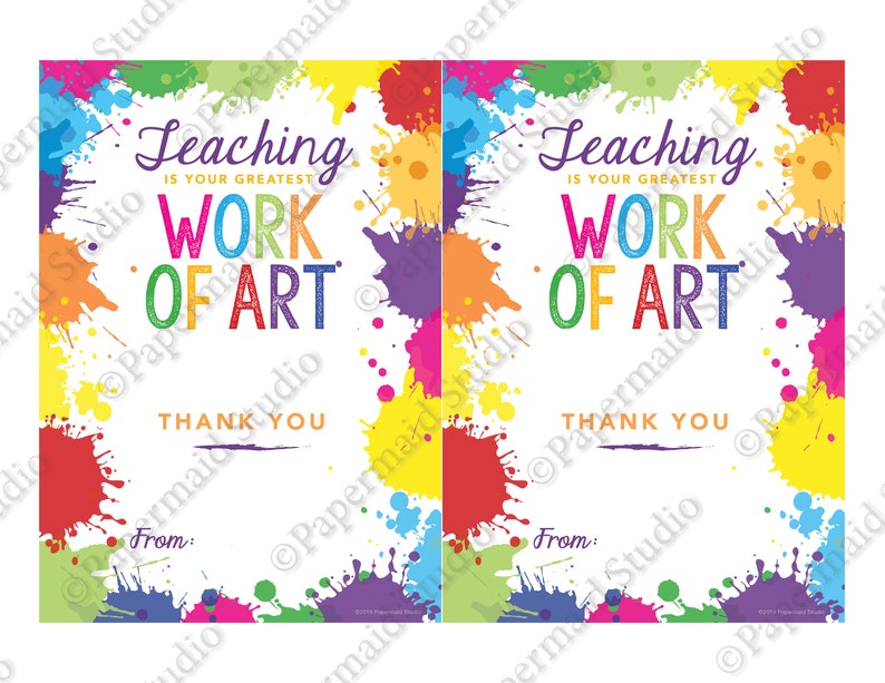 PRINTABLE Art Teacher Thank You Gift Card Holder Teaching is Etsy