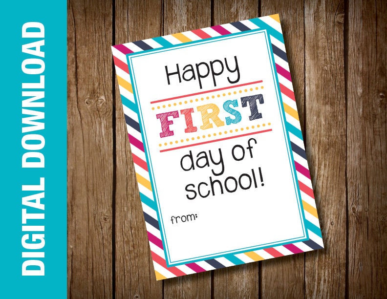 PRINTABLE Back to School Gift Tag -- Teacher Card -- First Day of ...