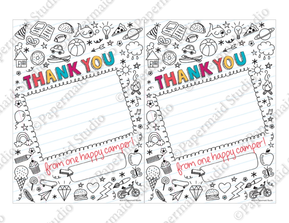 PRINTABLE Summer Camp Thank You Note Camp Counselor Thank Etsy