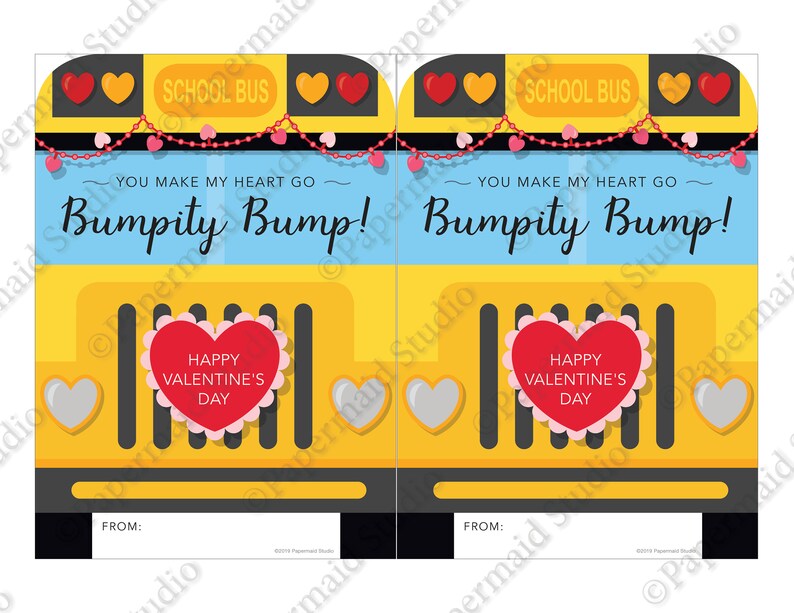 PRINTABLE Bus Driver Valentine Card Printable School Bus Etsy