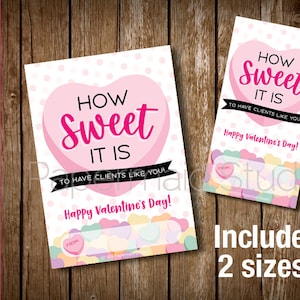 PRINTABLE Valentine's Day Candy Hearts Gift Tag for Client Valentine Gift - Valentines Conversation Hearts Box Label - Customer Thank You