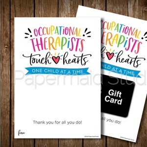 Afdrukbare ergotherapeut Bedankkaart - Teacher Appreciation Week Gift Card Holder - Eindejaars OT Card - PTO PTA Staff