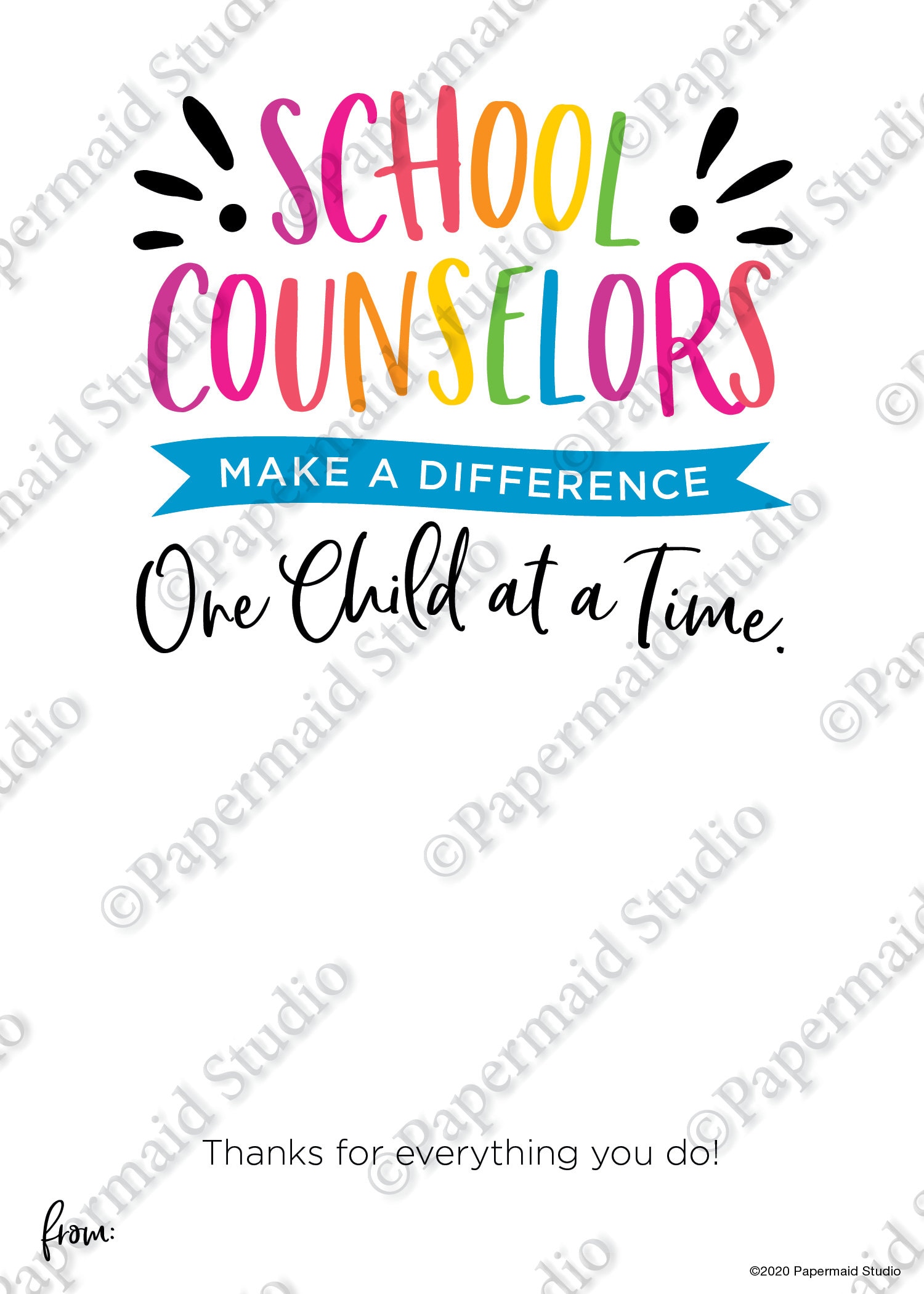 Printable School Counselor Thank You Card Teacher Etsy