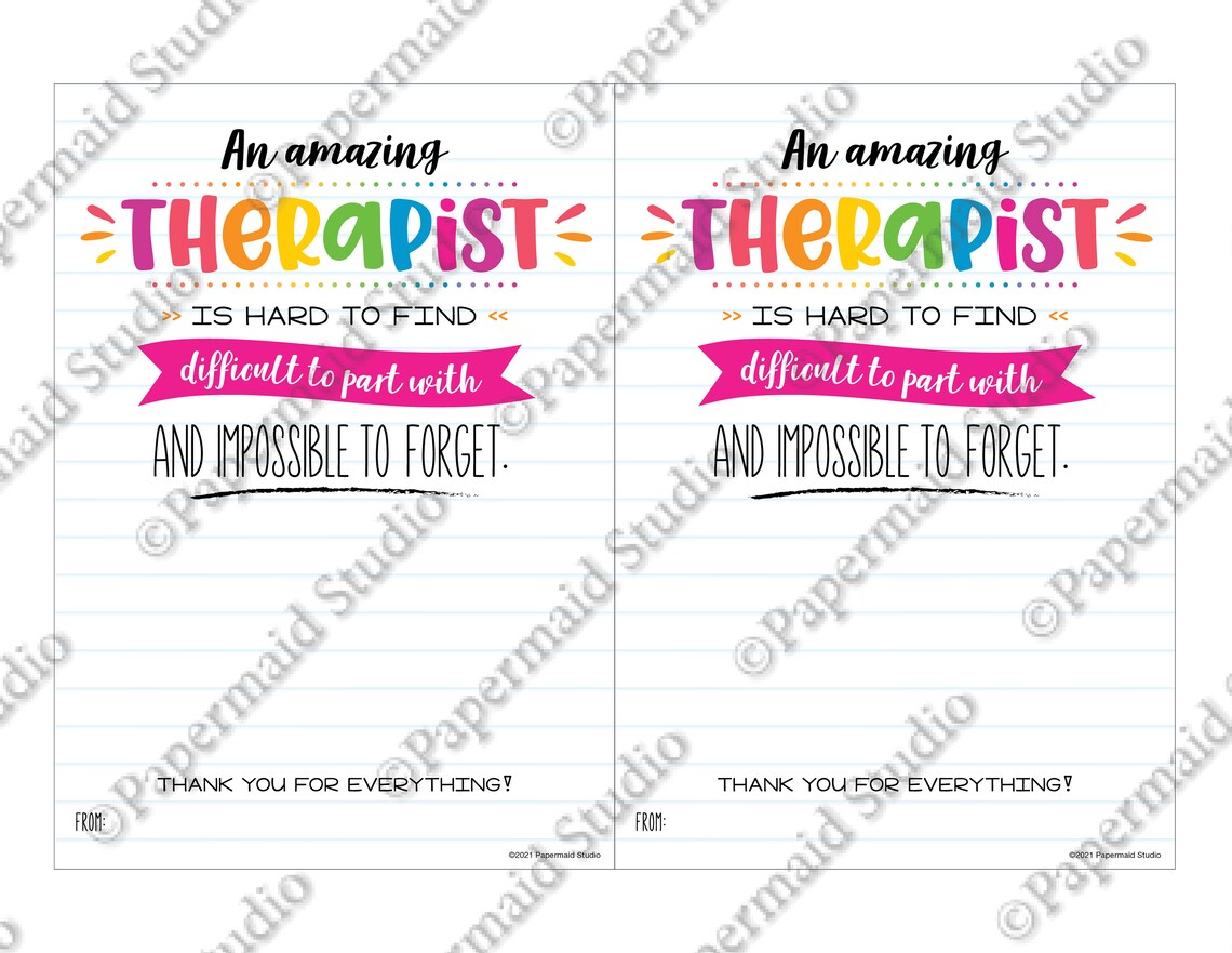 Printable Therapist Thank You Card Teacher Appreciation Week | Etsy