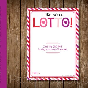 DRUCKBARE Lehrer Valentinstag Karte - Valentinskarte für Lehrer - I Like You a Lotto - Lotteriescheinhalter - 5 x 7 Digital Download