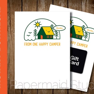 IMPRIMIBLE Tarjeta de agradecimiento del consejero del campamento - Nota de agradecimiento del campamento de verano - Titular de la tarjeta de regalo - Tarjeta del último día del campamento - Regalo del consejero del campamento