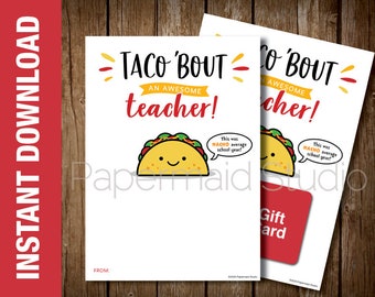 PRINTABLE Teacher Thank You Card - Taco Gift Card Holder for Teacher - Teacher Appreciation Card - Virtual Distance - Nacho Average Teacher