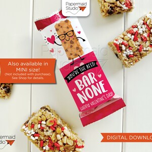 Granola Bar Valentine Tags - Printable Granola Bar Valentine Wrap ...