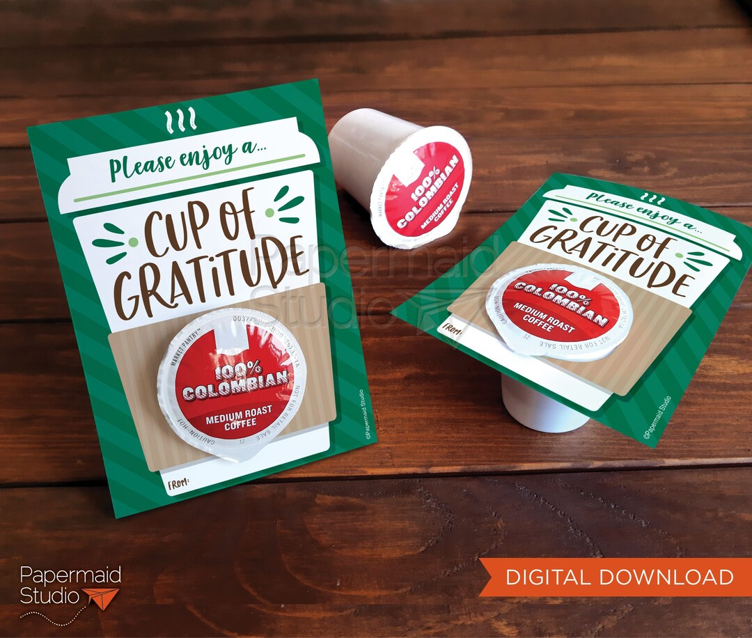 Coffee Thank You Card Printable - Thanks a Latte Gift - Single Pod Cup ...