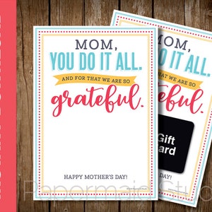 Mother&#39;s Day Gift Card Holder Printable Mother&#39;s Day Card - Gift Card Holder for Mom - Happy Mother&#39;s Day Card