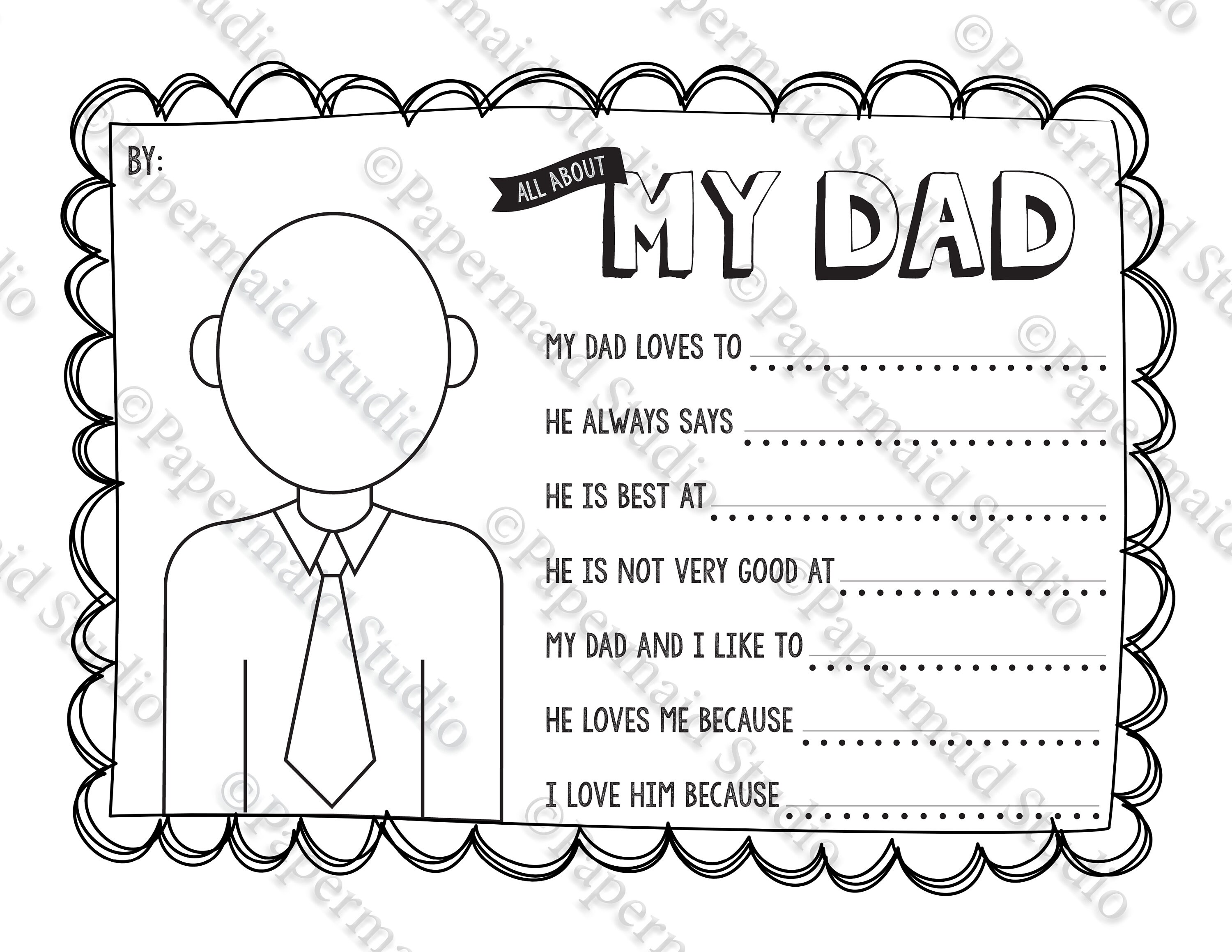 PRINTABLE All About My Dad Father's Day Card Fathers Day Etsy