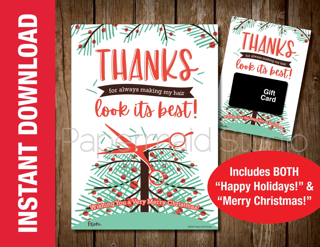 PRINTABLE Hair Stylist Christmas Card Thank You Barber Gift Card Holder