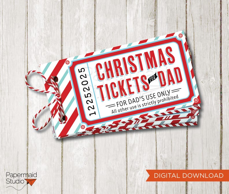 Dad Christmas Coupons Printable - Dad Christmas Gift - Customizable DIY Dad gift - Father Christmas Gift - Fathers Day Coupons Printable image 1