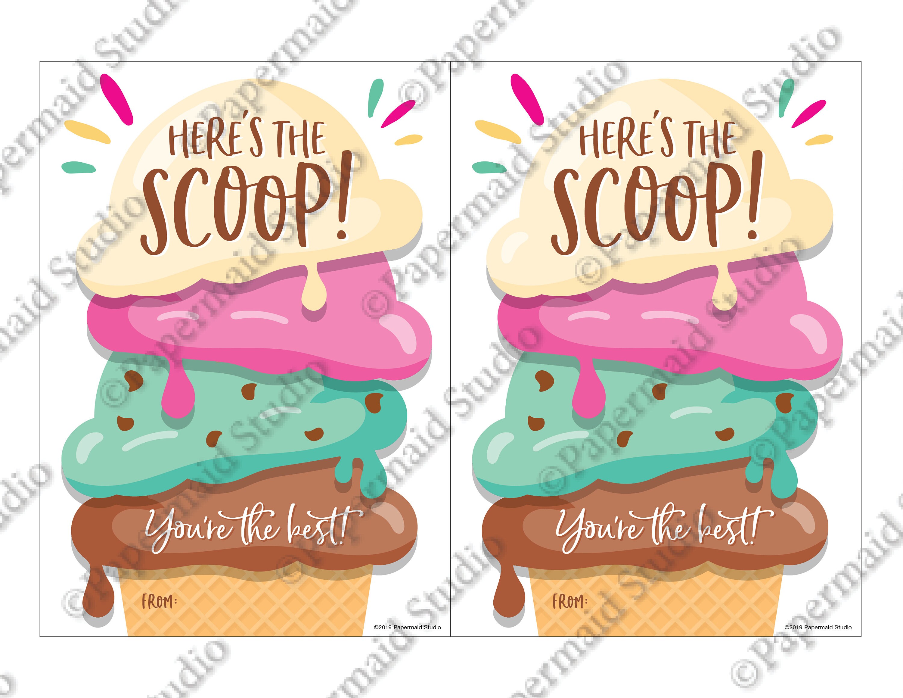 PRINTABLE Ice Cream Gift Card Holder Birthday Card Etsy