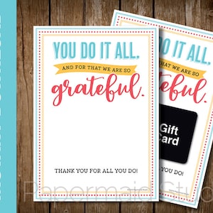 Teacher Thank You Card - Teacher Gift Card Holder Printable - End of Year Teacher Card - Teacher Appreciation Week Card - Last Day of School