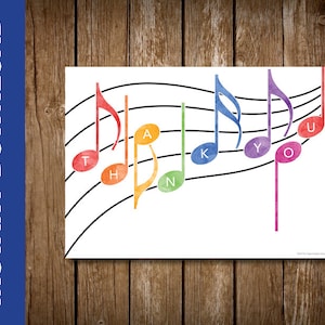 DRUCKBARE Musiklehrer-Dankeskarte -- druckbare Musiklehrer-Geschenkkartenhalter -- Musiknoten 5 x 7 digitaler Download