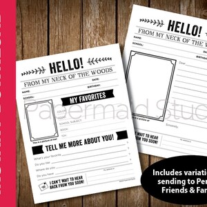 Plantilla de carta IMPRIMIBLE Pen Pal - Hojas de escritura para familiares y amigos - Hojas de trabajo escolar - Carta del maestro - Tarjeta de hogar de ancianos