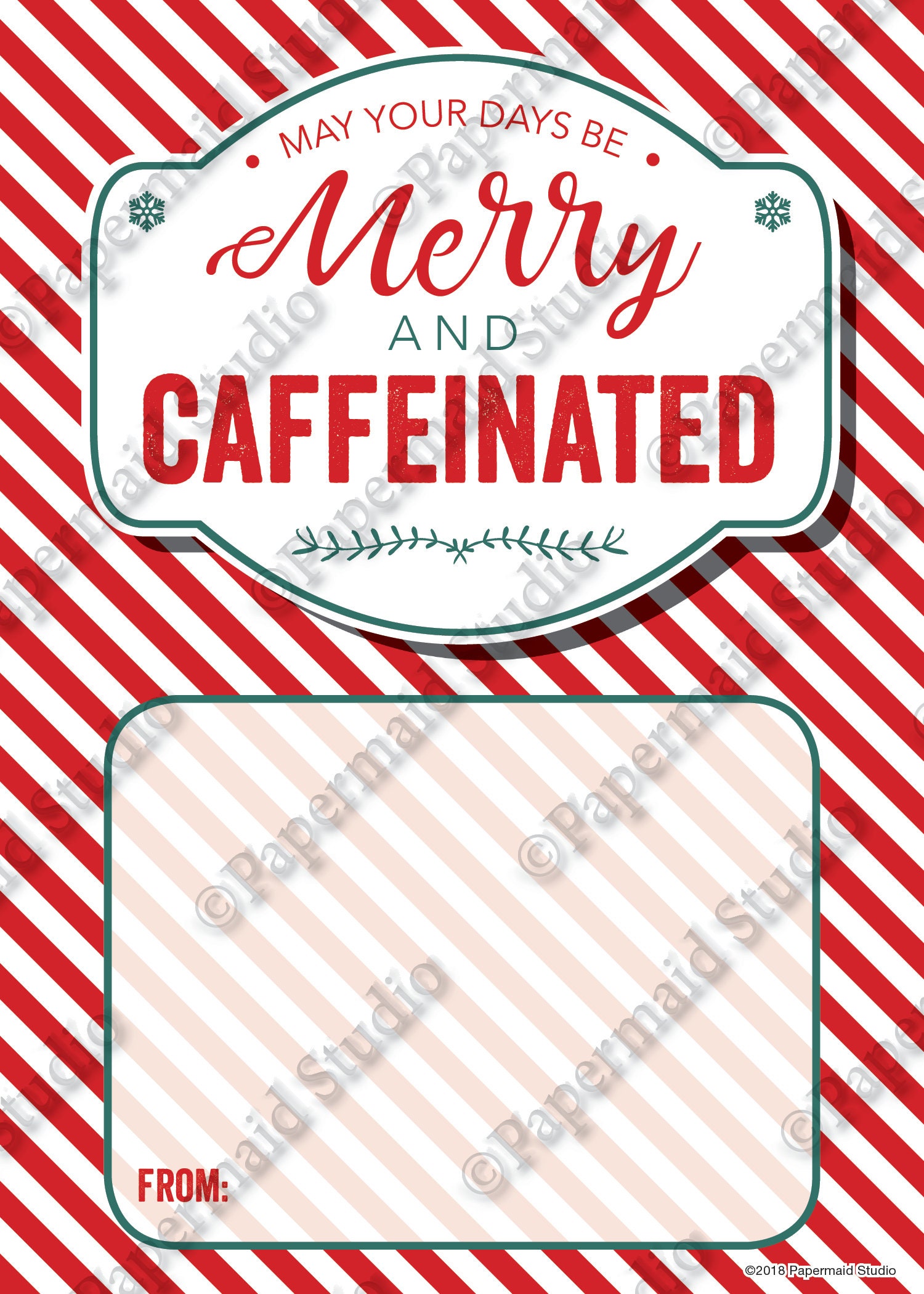 PRINTABLE Coffee Themed Christmas Card Coffee Holiday Card Etsy