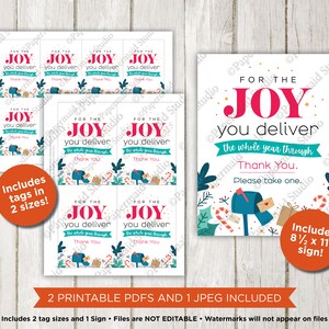 Mailman Christmas Gift Tag Printable Letter Carrier Thank You Card ...