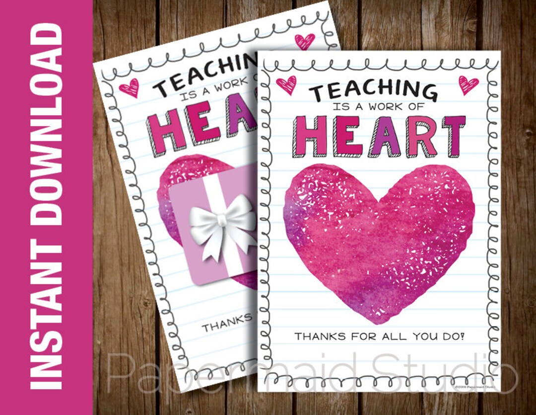 PRINTABLE Teacher Thank You Card -- Printable Teacher Appreciation Card ...