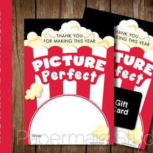 DRUCKBARE Lehrer Film Geschenk Kartenhalter - Lehrer Anerkennung Woche Karte - Lehrer Dankeschön Karte - PTO PTA Staff Popcorn Theater Ticket