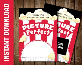 PRINTABLE Teacher Movie Gift Card Holder - Teacher Appreciation Week Card - Teacher Thank You Card - PTO PTA Staff Popcorn Theater Ticket