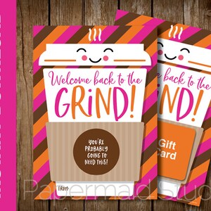 Back to School Coffee Printable First Day of School Teacher Gift Card ...